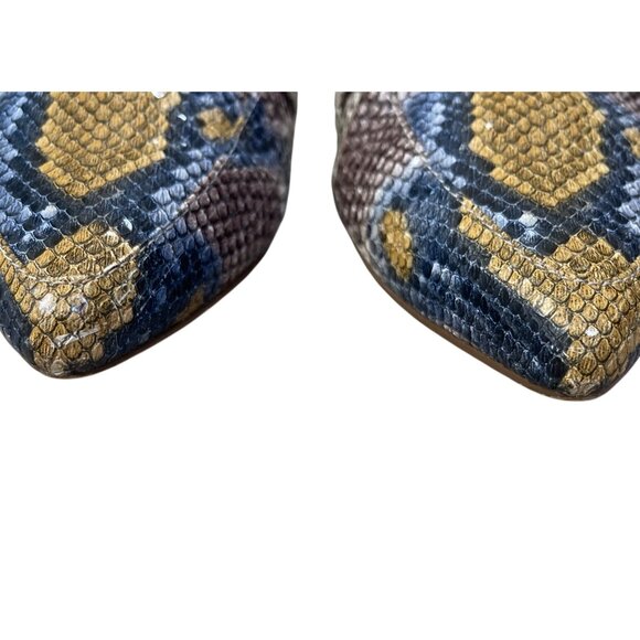 Steve Madden Snake Print Mule Loafer Shoe Flavor Blue Yellow Size 8 - Picture 4 of 11